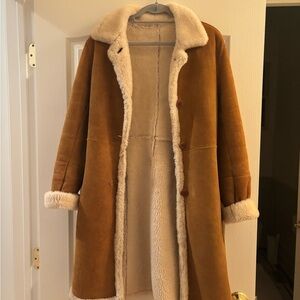 Workshop Republic Clothing Camel genuine shearling coat size xs